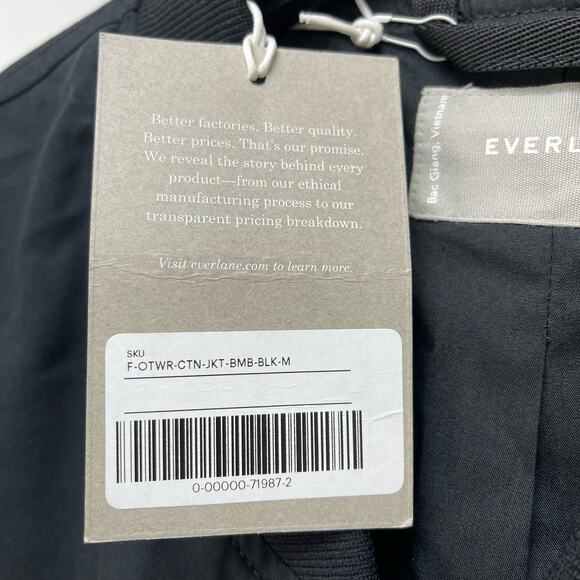 Everlane Womens Cotton Bomber Jacket Medium Black - Picture 8 of 9